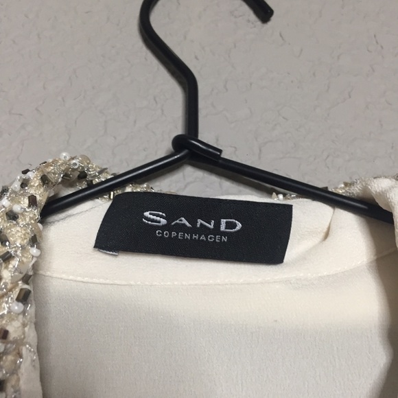 Sand Copenhagen Silk Blouse Sequin PeterPan Collar - Picture 4 of 12